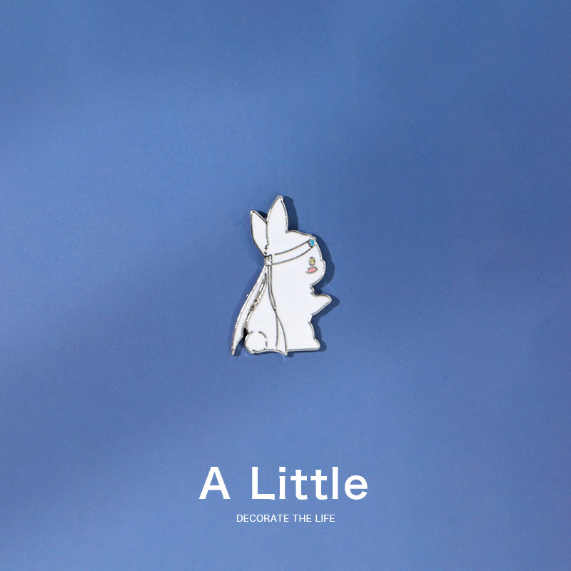 a little王一博兔子胸针男女可爱金属徽章情侣别针衣服包包装饰品