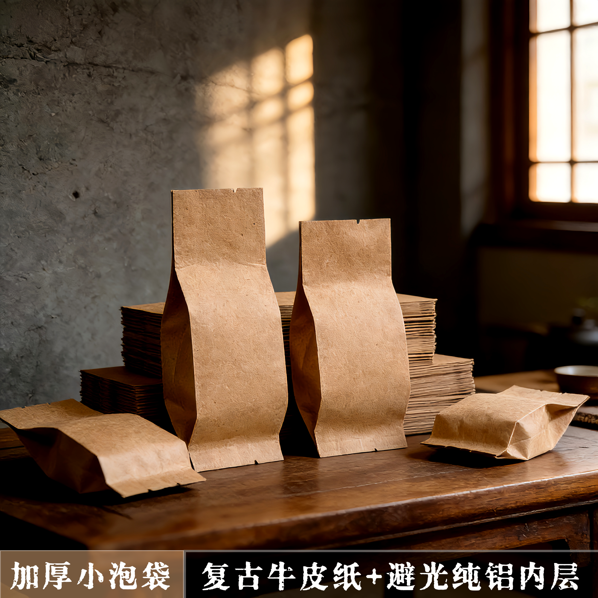 牛皮纸茶叶小泡袋便携一次性包装袋5-10克装红茶绿茶铝箔独立内袋