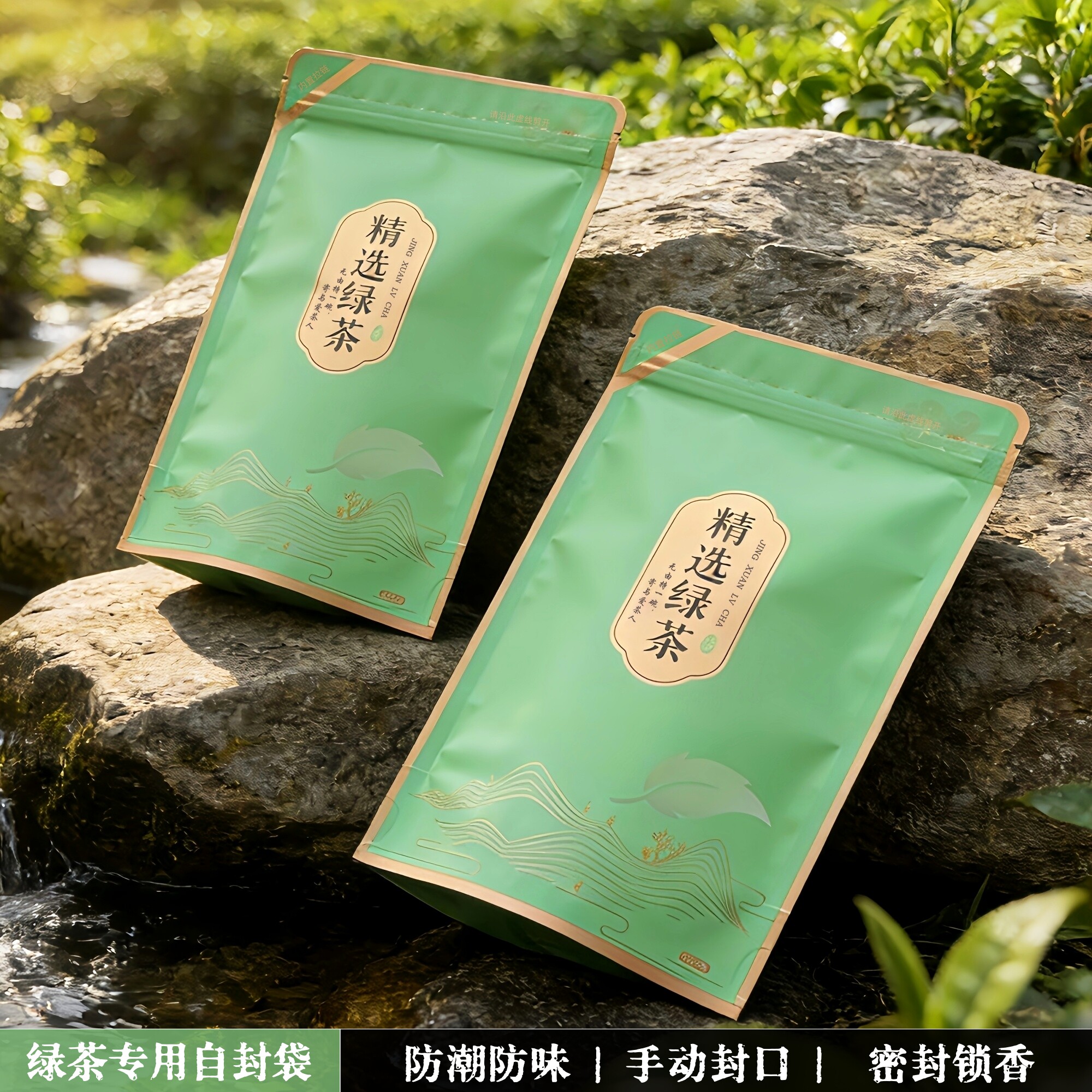 绿茶包装自封袋二两半斤一斤铝箔防潮密封袋锁香保鲜自立拉链袋子