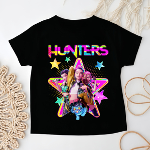 2025新款卡通kpop猎魔女团联名周边t恤儿童短袖纯棉上衣夏季半袖