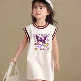 库洛米Kuromi女童无袖t恤连衣裙跨境背心纯棉儿童裙子女孩家居裙