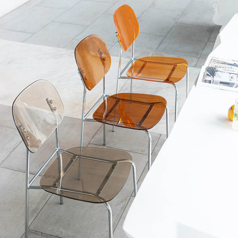 网红ins透明亚克力椅子塑料凳子靠背家用餐椅化妆椅奶茶店洽谈椅