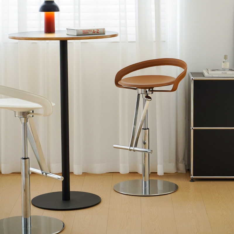 北欧轻奢马鞍革吧椅家用高椅子吧台凳设计师旋转升降酒吧椅高脚凳,住宅家具,家用高脚椅,淘宝优惠券,粉丝福利购,淘宝优惠卷