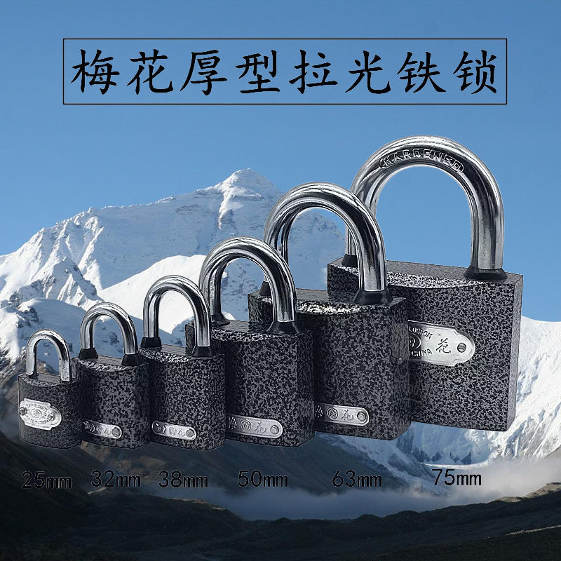 梅花铁挂锁防水防锈老式挂锁柜子厚型拉光塑钢结构解刨析教学展示