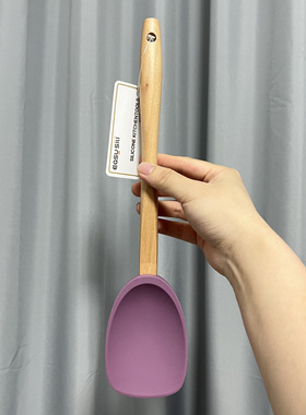 韩国刮盆壁木柄硅胶抹刀挖勺耐高温搅拌勺硅胶铲子不粘锅不伤涂层
