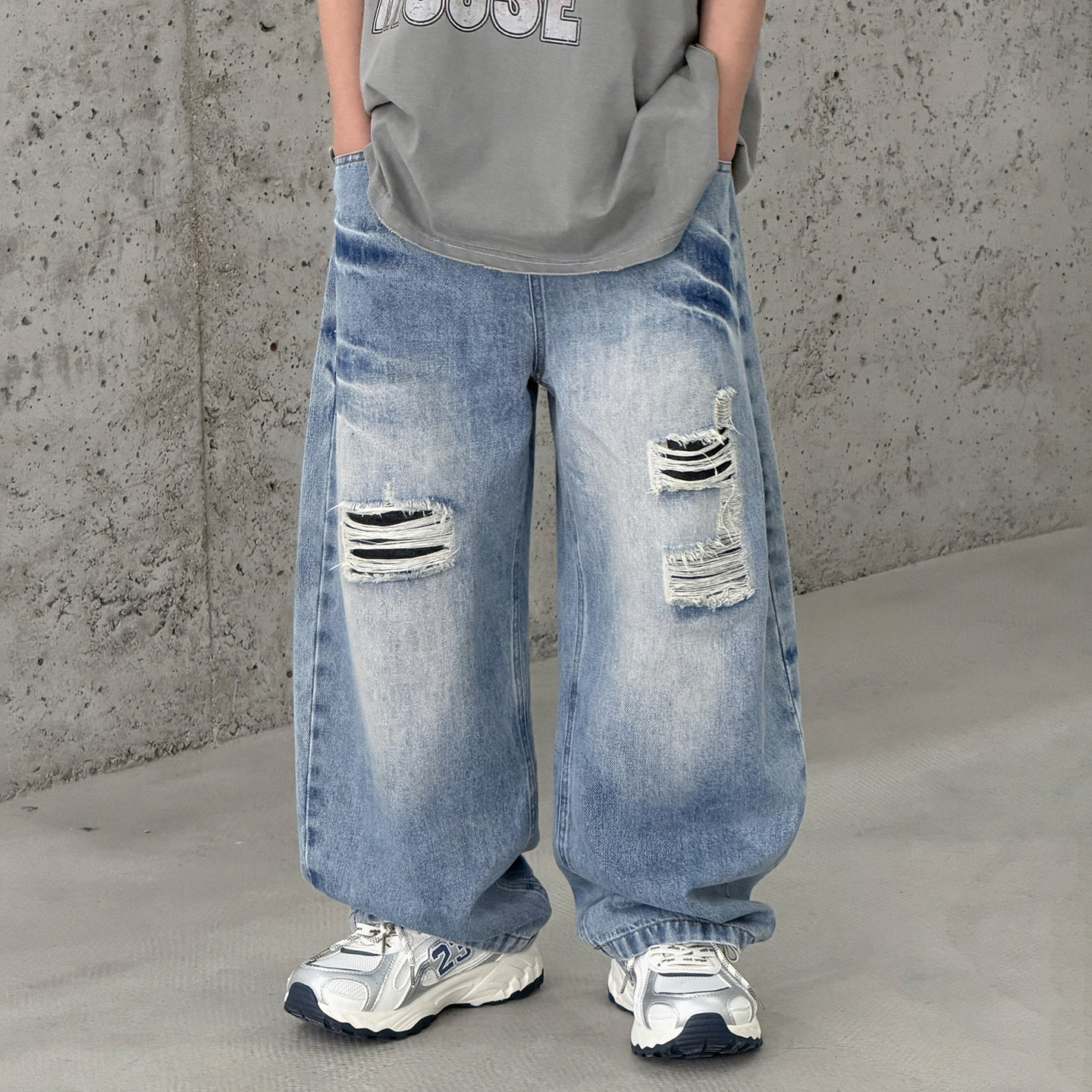 男童破洞牛仔裤春秋2026新款痞帅儿童春季休闲裤中大童春装长裤潮