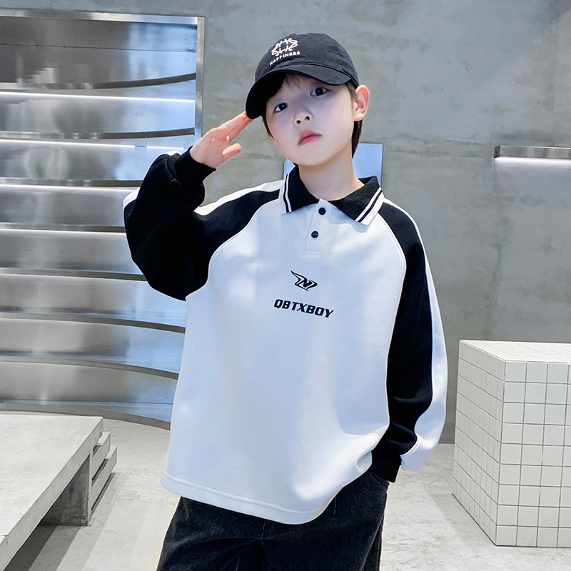 男童秋款卫衣2025新款洋气儿童秋季POLO衫中大童痞帅秋装男孩上衣