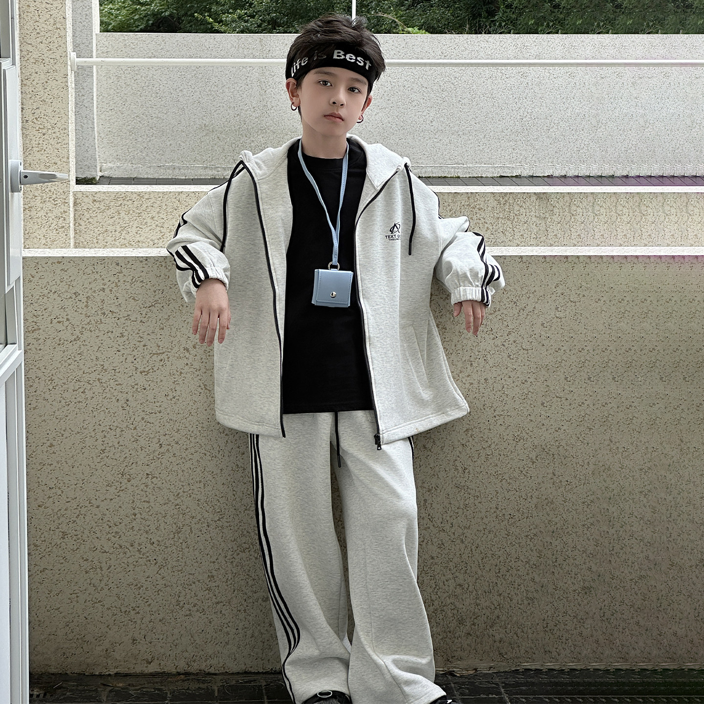 男童春季运动套装2026新款痞帅中大童春款上衣儿童卫衣裤子两件套