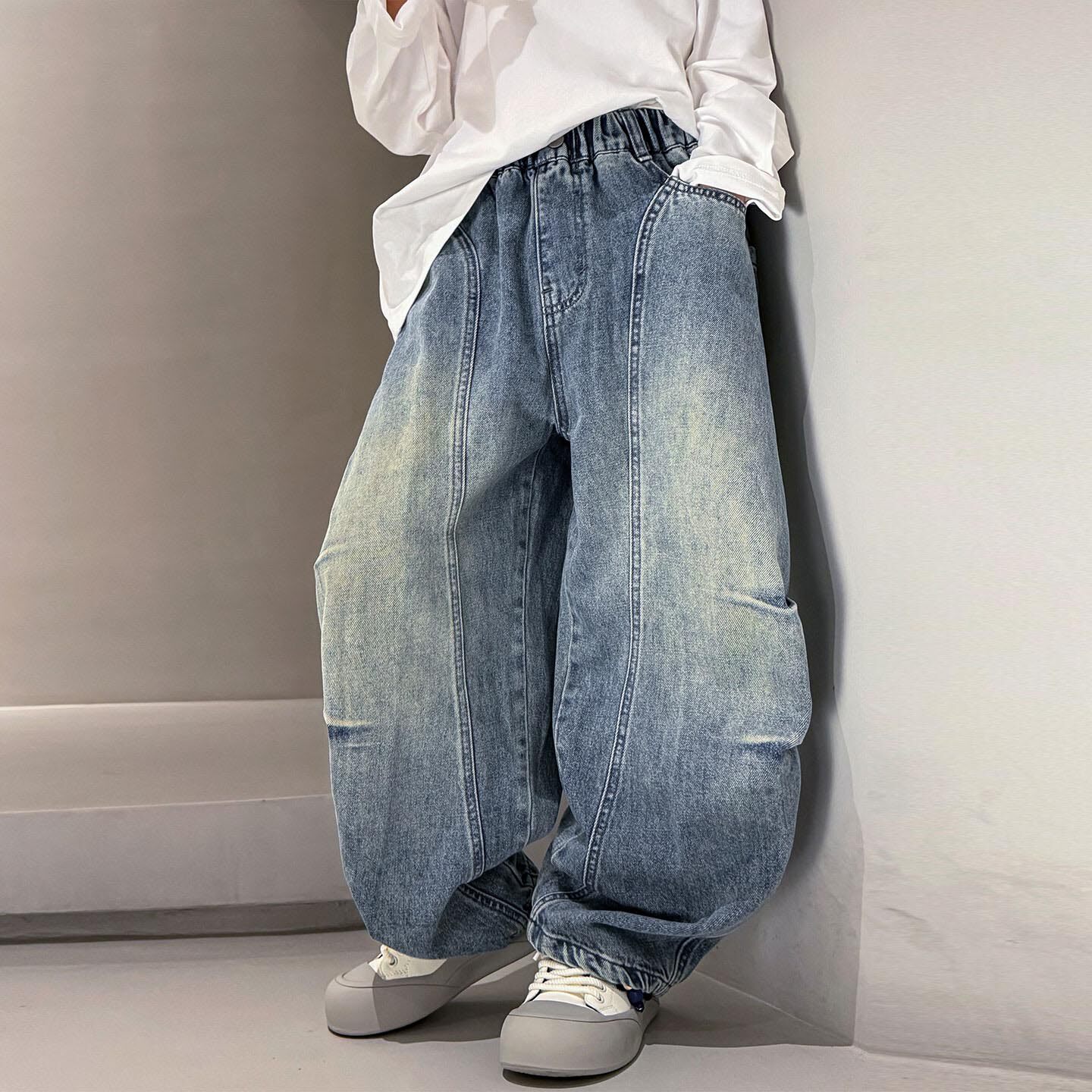 男童潮牌牛仔裤春秋款2026新款潮中大童休闲裤子儿童春季长裤炸街