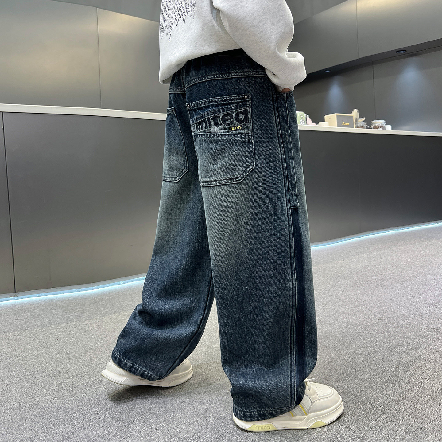 长裤牛仔布牛仔裤口袋裤子休闲潮