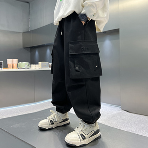 男童加绒加厚工装裤2024新款儿童一体绒休闲裤冬装中大童男孩裤子