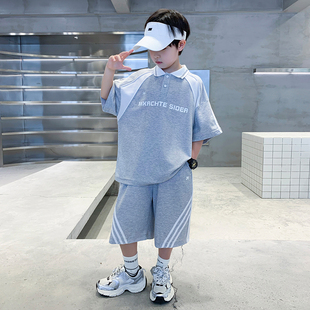 男童夏款POLO衫套装2026新款酷帅儿童中大童夏季短袖短裤两件套潮