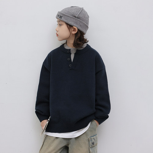 休闲秋冬季否平台男童针织毛衣潮