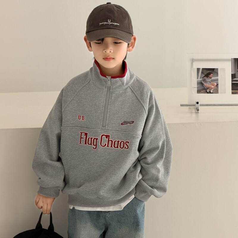 男童春款半拉链卫衣2026新款中大童春季立领上衣儿童春秋男孩内搭
