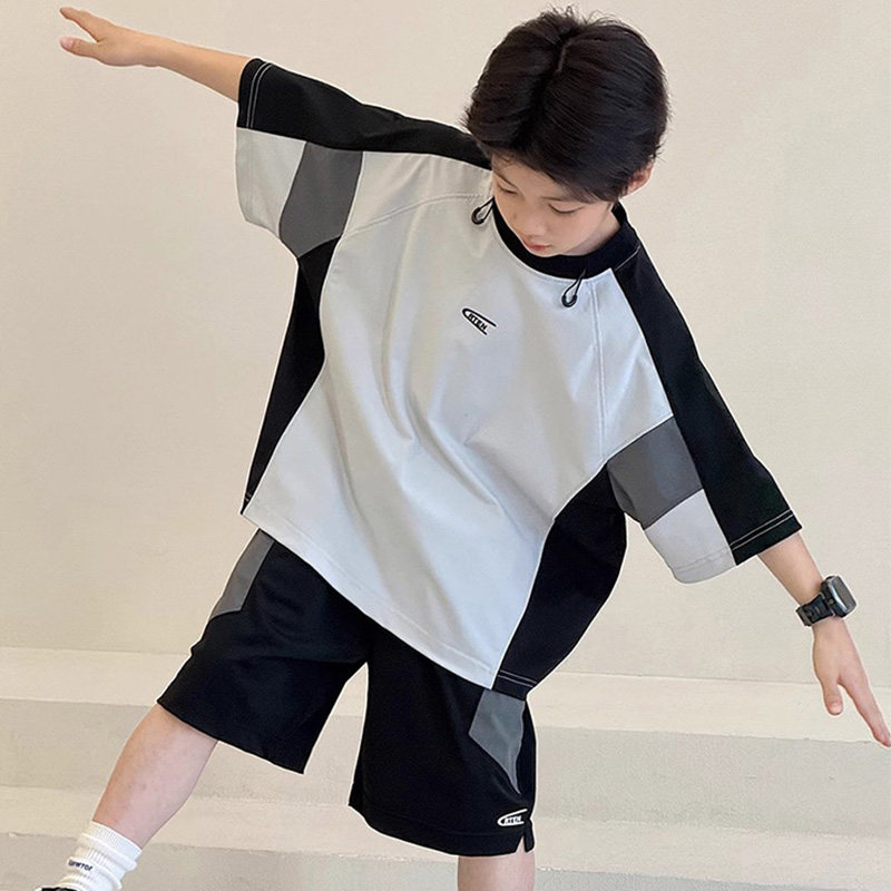 休闲运动速干两件夏季印花套装潮