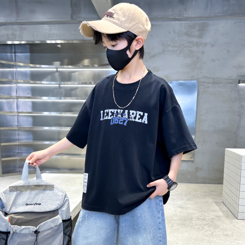 圆领休闲半袖字母印花短袖宽松潮