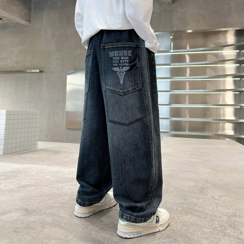 男童牛仔裤春秋季2026新款炸街儿童春款休闲裤洋气中大童男孩裤子