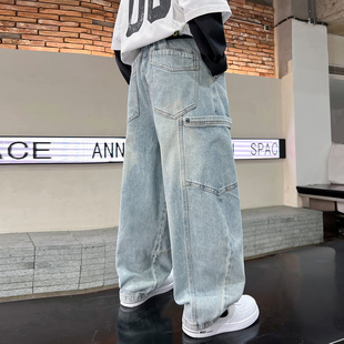 男童工装牛仔裤春款2026新款洋气中大童春秋季休闲裤儿童男孩裤子