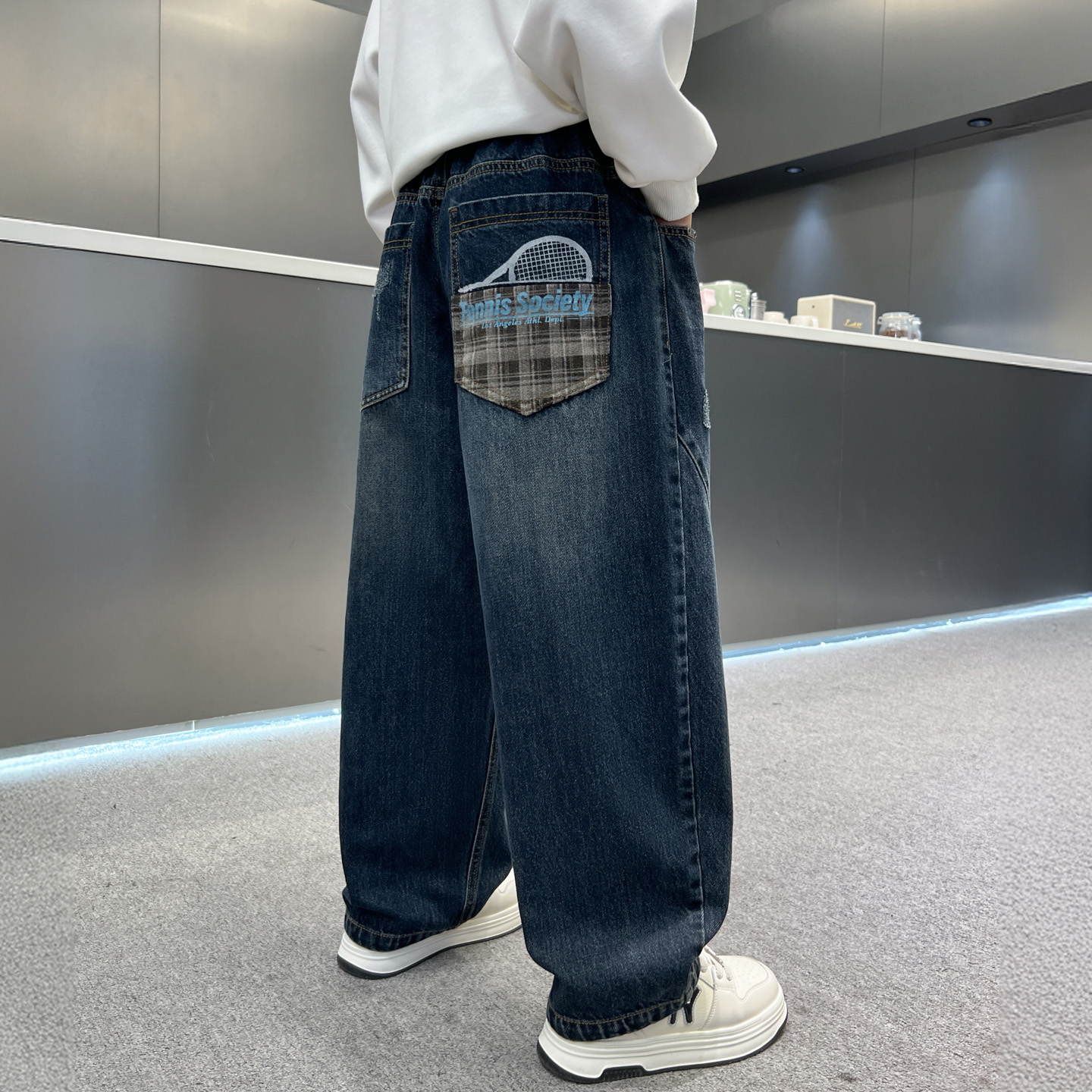 长裤牛仔布牛仔裤一体绒加厚保暖