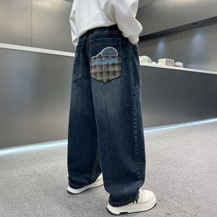 男童一体绒牛仔裤秋冬款2025新款酷帅儿童加绒裤子中大童冬季长裤