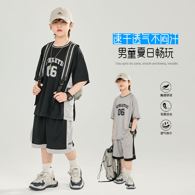 运动速干两件夏季数字套装宽松潮