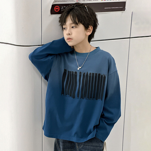 男童长袖T恤春秋款2026新款中大童秋季打底衫男孩洋气秋季上衣潮