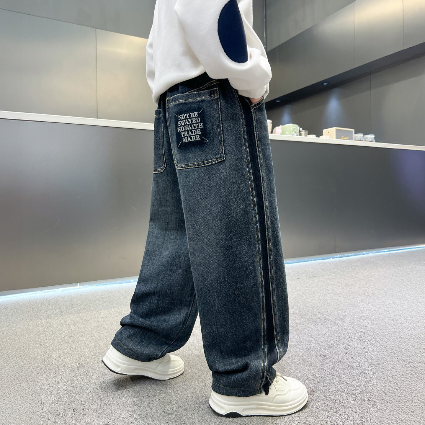 长裤牛仔布牛仔裤宽松男孩秋季潮