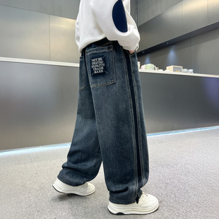 男童牛仔裤春秋款2026新款痞帅中大童春季宽松裤子儿童春装长裤潮