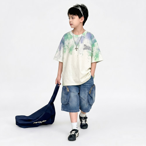 休闲棉混两件夏季印花套装百搭潮