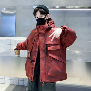 儿童装男童加绒保暖外套冬款2025新款中大童男孩痞帅加厚棉服宽松