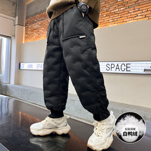 男童羽绒裤冬季2023新款儿童白鸭绒加厚裤子中大童保暖羽绒棉裤潮