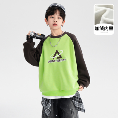 秋冬男童棉混加绒加厚卫衣打底衫