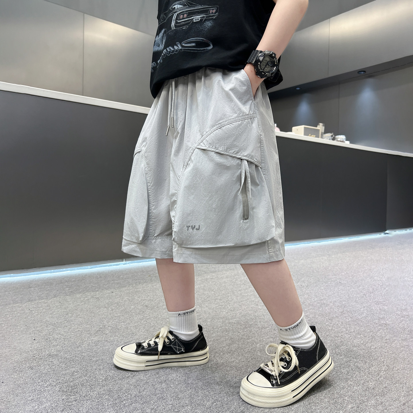 五分裤棉花工装短裤口袋裤子宽松