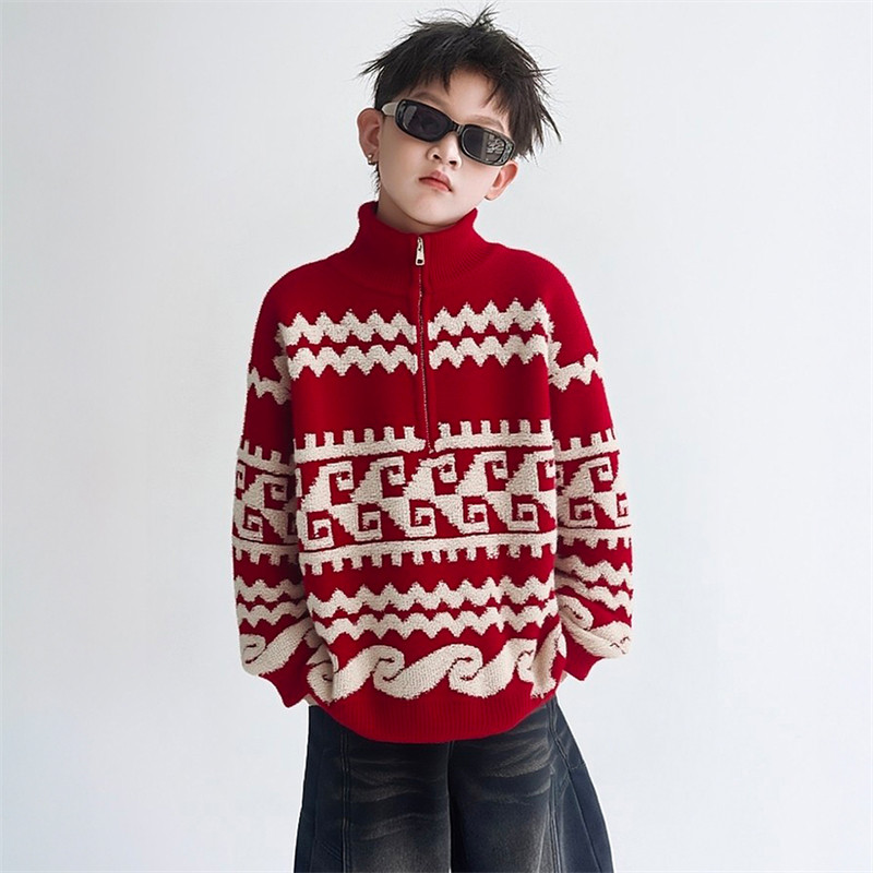 男童半拉链红色毛衣秋冬2026新款儿童12岁本命年中大童冬季线衣潮,童装/婴儿装/亲子装,毛衣/针织衫,淘宝优惠券,粉丝福利购,淘宝优惠卷