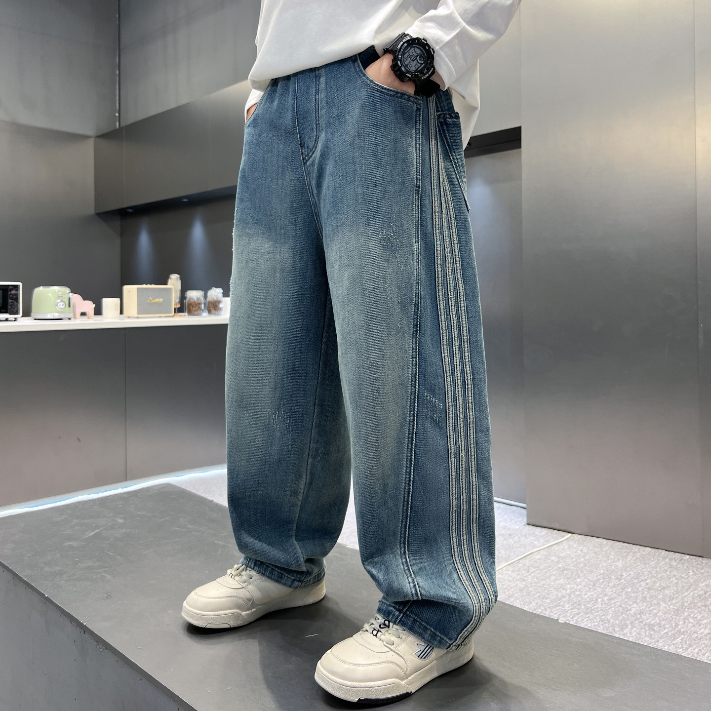 男童春季休闲裤2026新款洋气中大童春装儿童男孩春秋款牛仔裤炸街