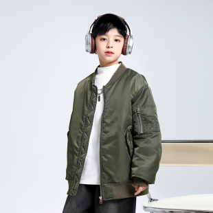 男童秋冬夹棉棒球服外套2025新款中大童冬季飞行员夹克棉服儿童装