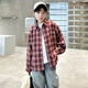 酷帅中大童春装 2026新款 衬衣儿童男孩春秋外套潮 格子衬衫 男童春款