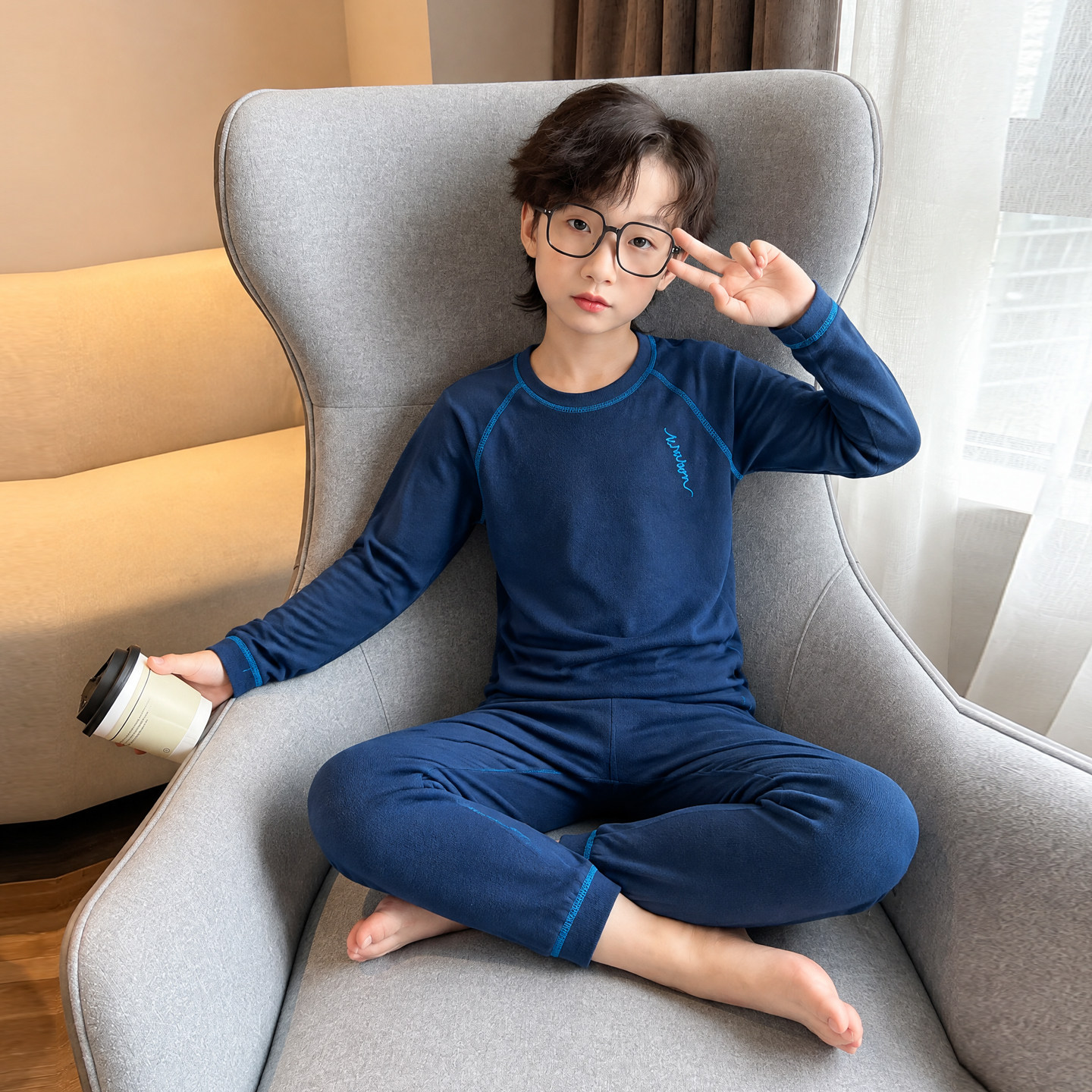 棉质简约棉布秋冬季撞色保暖内衣