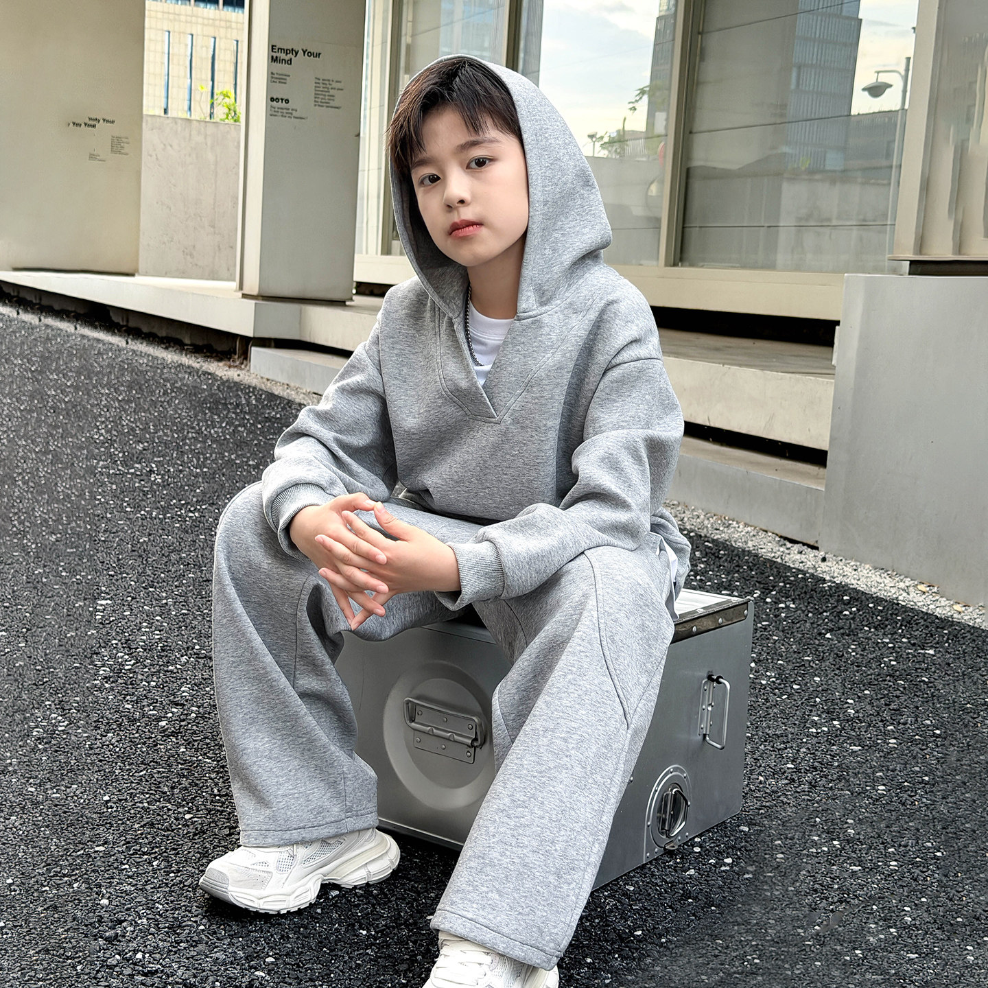 休闲棉混两件春秋季宽松套装宽松