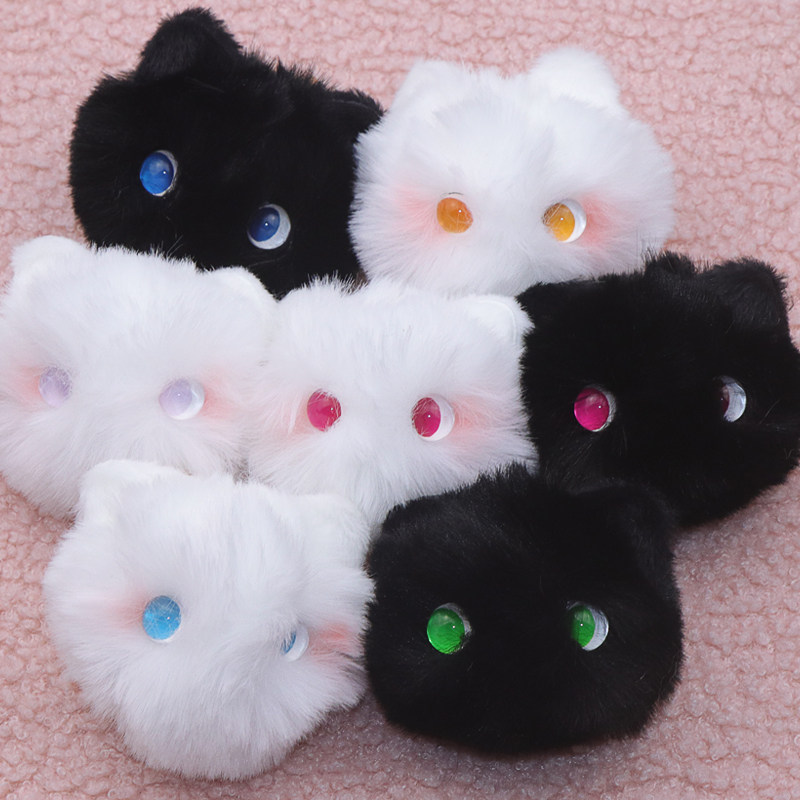 腮红猫猫球毛绒球球挂件钥匙扣可爱卡通少女心书包挂饰diy秋冬