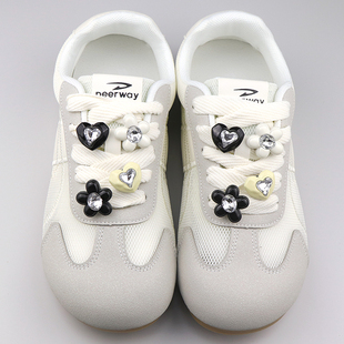 鞋上生花 黑色带钻花朵爱心鞋带扣配饰diy德训鞋鞋子上的装饰品
