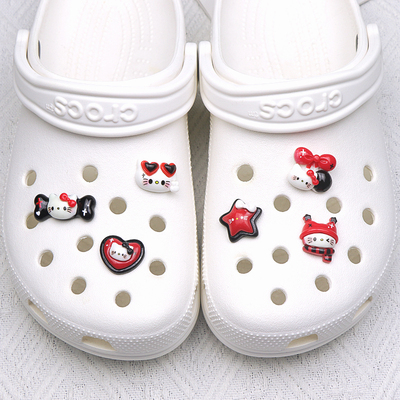 洞洞鞋配饰diy可爱卡通小猫hellokitty装饰扣crocs鞋花套装鞋扣