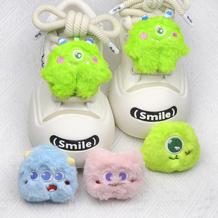 夸张大号独眼仔三眼仔毛绒鞋带扣配饰diy装饰 适配ouder鞋子饰品