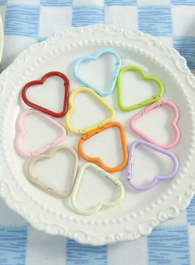 彩色爱心烤漆合金钥匙扣diy饰品配件弹簧扣可爱包包玩偶挂饰挂件