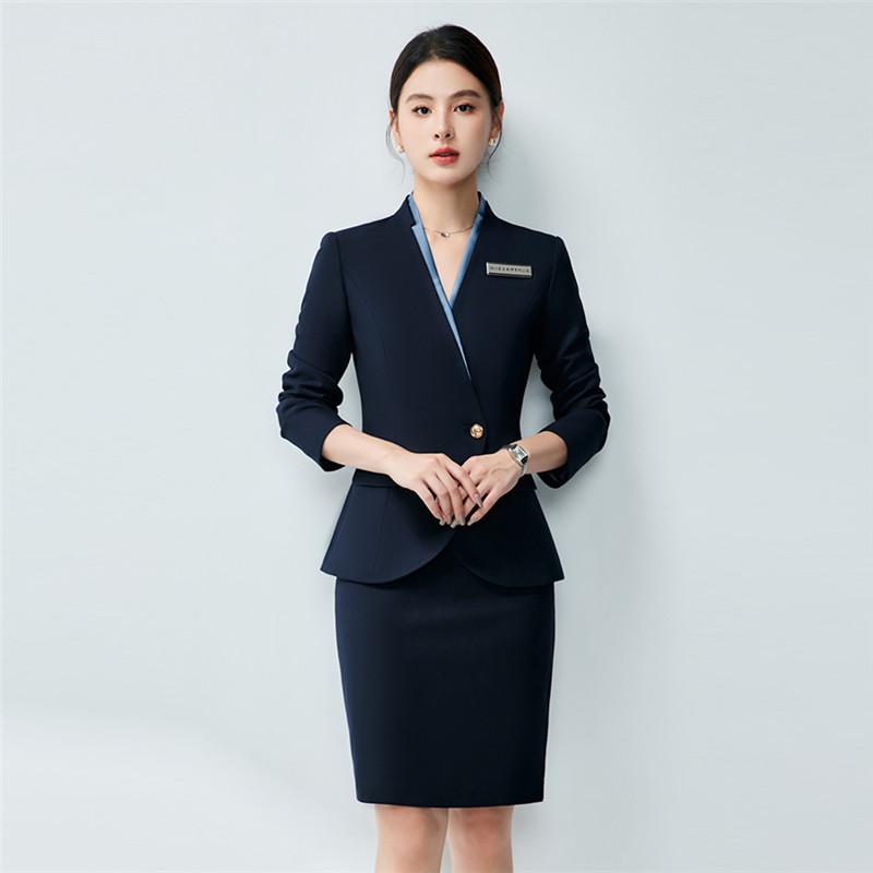春季新款职业女装修身通勤高级感西服套装酒店前台销售经理工作服