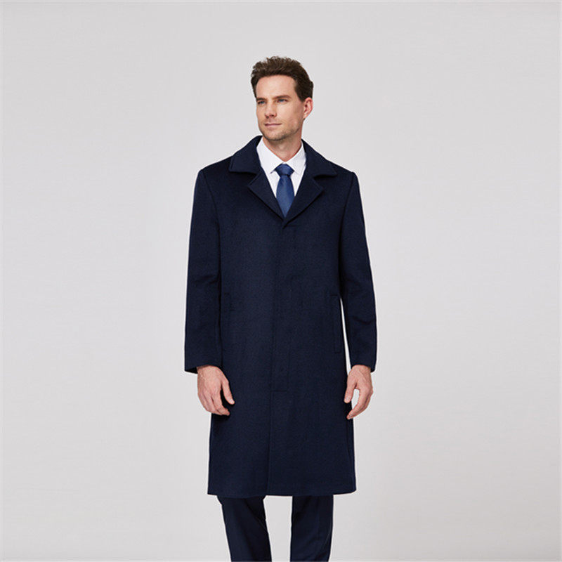 商务通勤夹棉羊毛呢中长款大衣男冬季职业装高级感酒店迎宾制服
