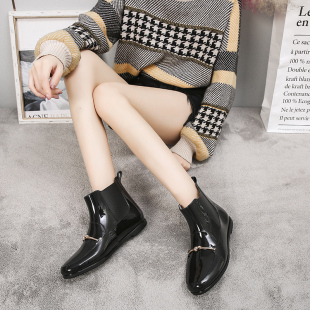 防滑雨鞋女秋冬时尚外穿防水鞋胶鞋平底短筒雨靴学生可爱水靴套鞋