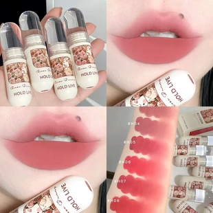 HOLDLIVE兔兔花园唇釉口红女丝绒哑光平价唇泥滋润显色雾面韩灰粉