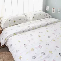 Mặt vuông sư tử hoạt hình mềm em gái nhỏ bông tươi chăn chăn đơn mảnh ba hoặc bốn bộ ký túc xá đơn và đôi - Khăn trải giường ra giường màu xám
