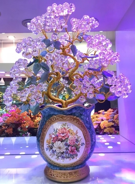 白水晶金枝玉叶摇钱树招财树摆件        精选大颗粒天然白水晶